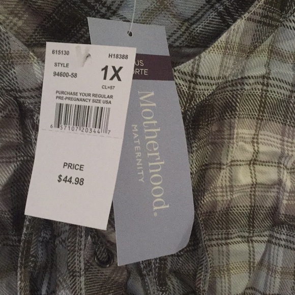 NWT Motherhood Maternity flannel plaid tunic 1X - Picture 6 of 10
